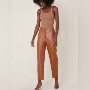Stella McCartney Hailey Faux Leather Trousers in Toffee